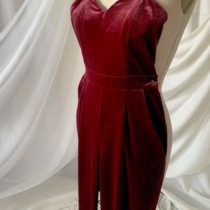 Burgundy velvet jumpsuit